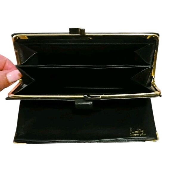 Vintage 1950s LODIS Womens Ultra Soft Black Leather Kisslock Wallet Clutch Spain - Picture 7 of 7